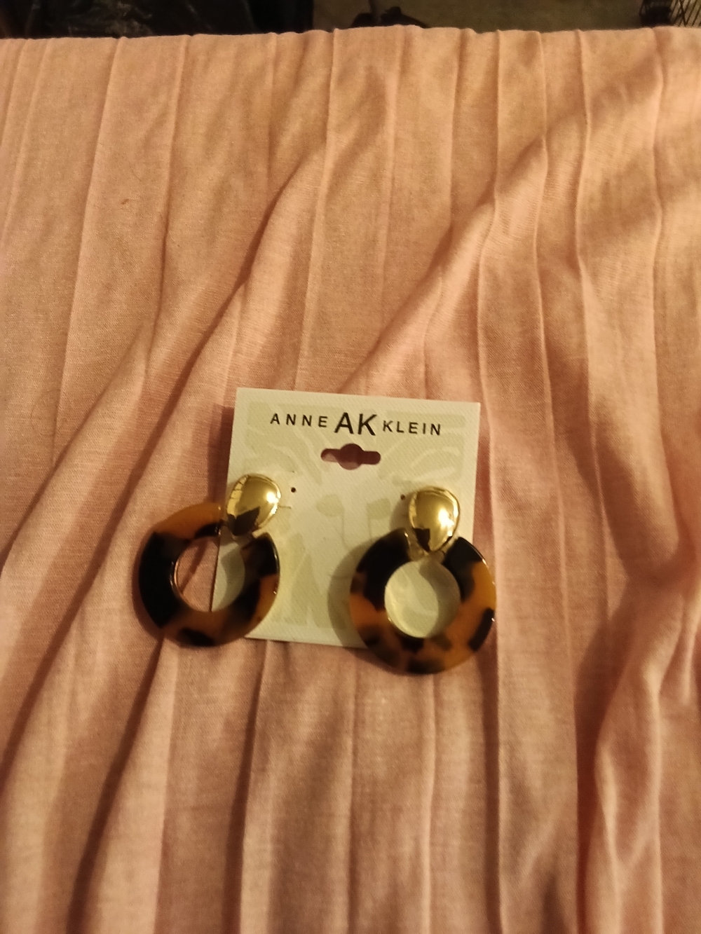 Anne Klein Gold and Tortoiseshell Hoop Drop Earrings